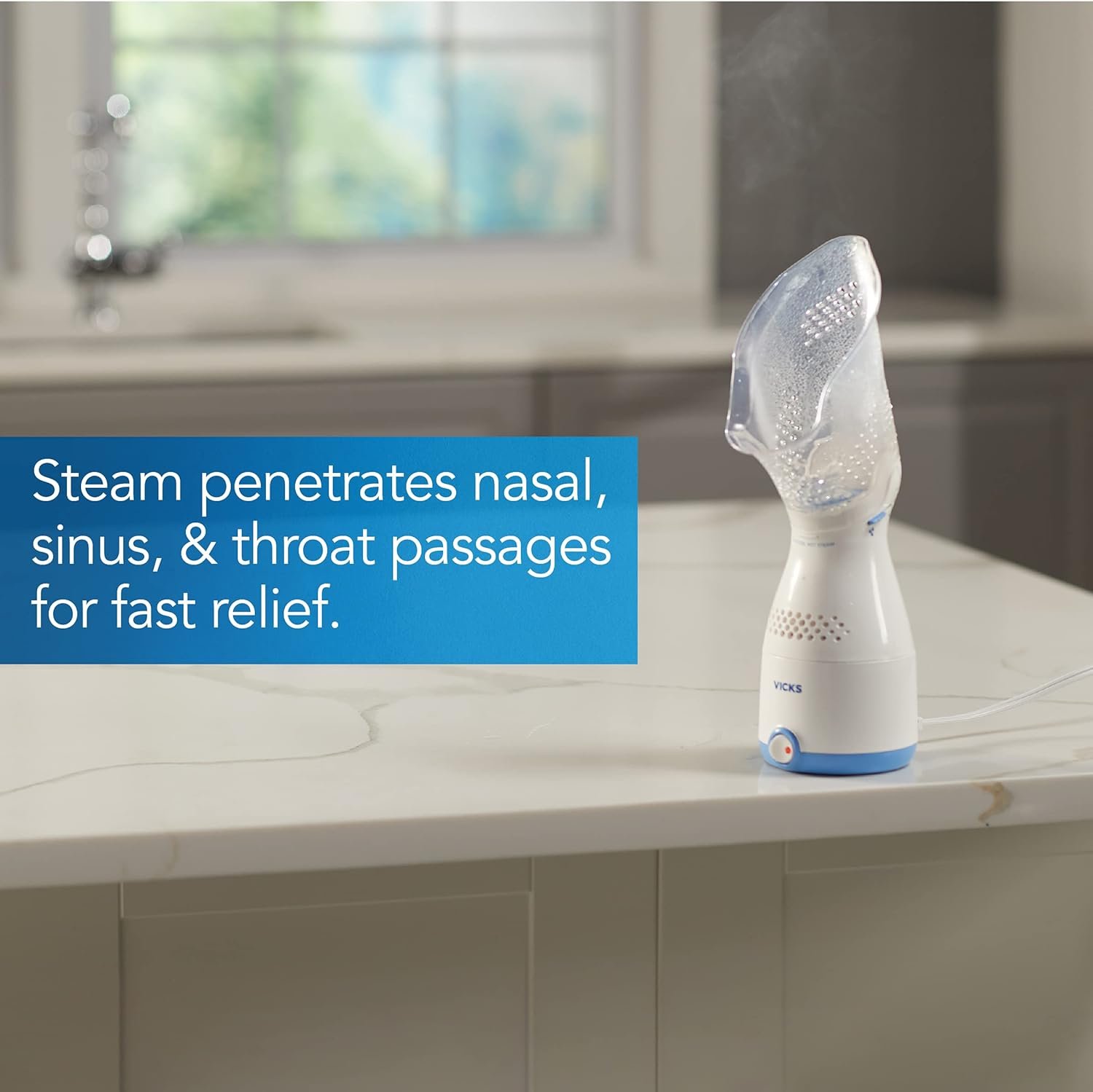 Vicks Personal Sinus Steam Inhaler, Fast Cough, Congestion, Sinus Relief. Targeted Steam Relief with Soft Face Mask. Even More Relief when used with Vicks VapoPads