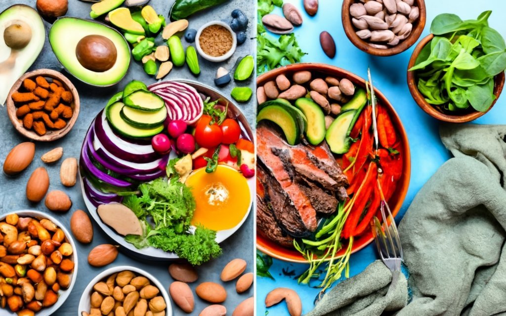 Why Keto And Paleo Diets Work For Weight Loss A Splitscreen Image Showcasing Two Diverse Meal