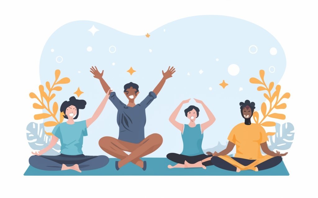 A heart-healthy lifestyle image, including exercise, a balanced diet, and mindfulness.